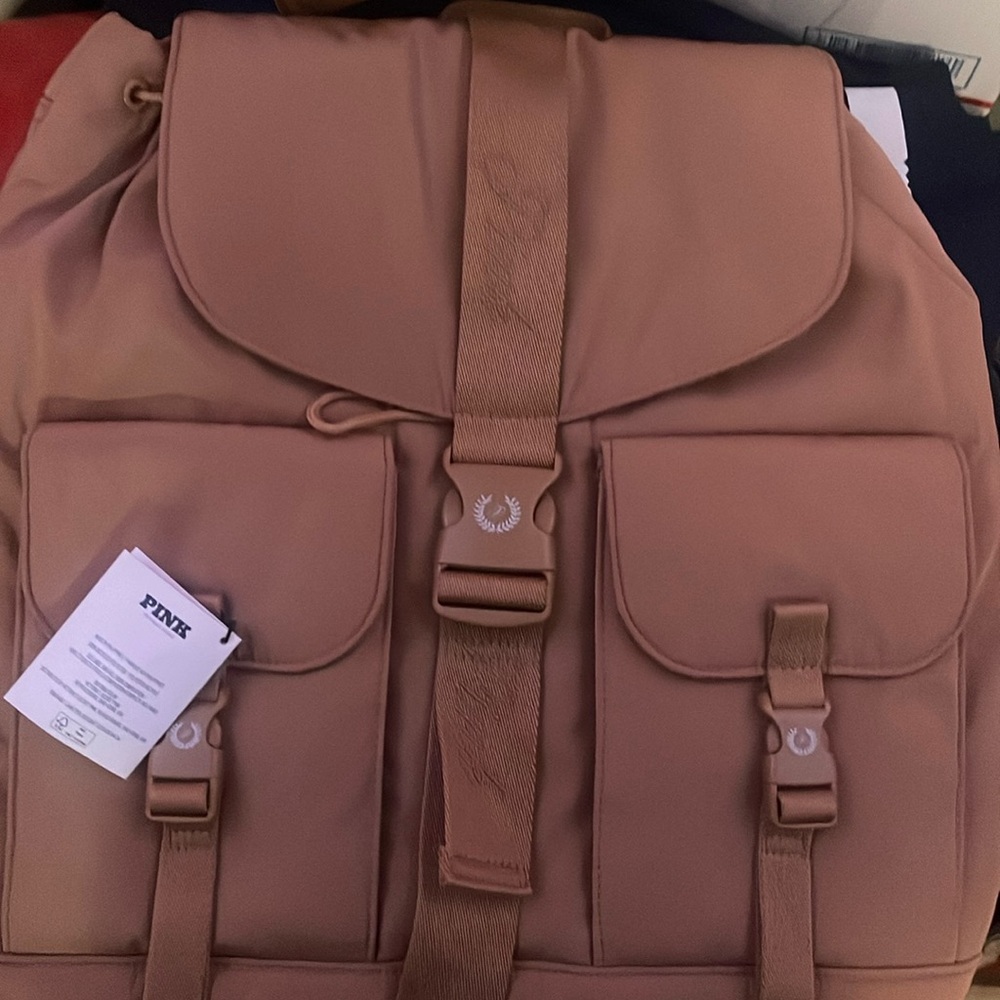 Pink camel backpack.